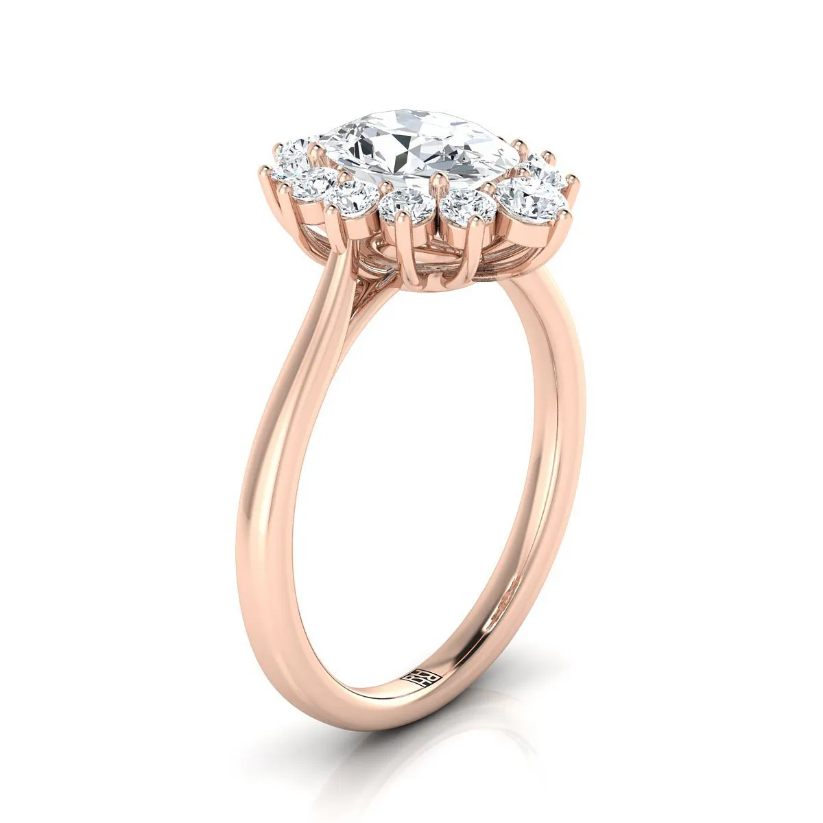 14K Rose Gold Oval Morganite Floral Diamond Halo Engagement Ring -1/2ctw