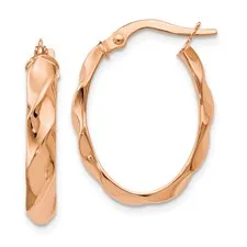 14K Rose Twisted Hoop Earrings