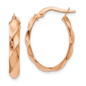 14K Rose Twisted Hoop Earrings