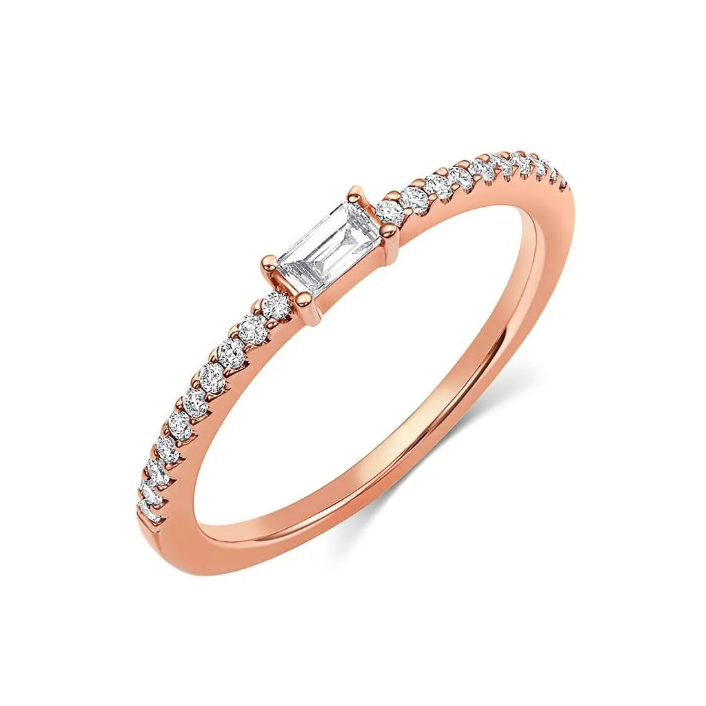 18kt Rose Gold Baguette Pavè Diamond Band