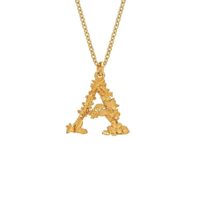 Alex Monroe Floral Letter A Necklace