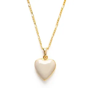 Amano Studio | Large Enamel Heart Locket in Beige