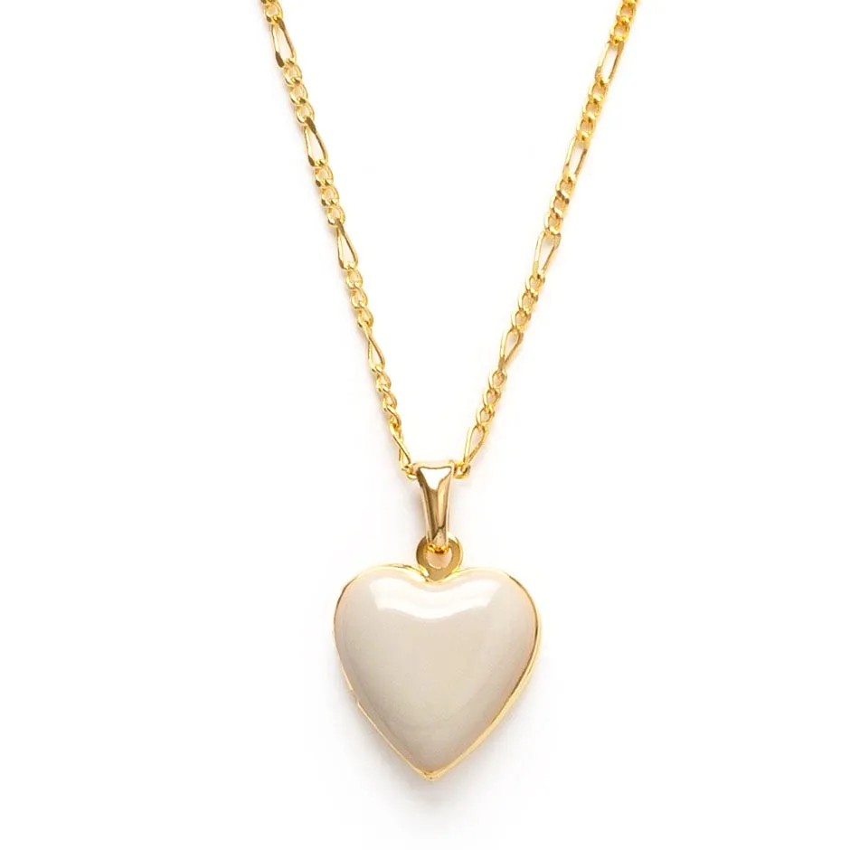 Amano Studio | Large Enamel Heart Locket in Beige