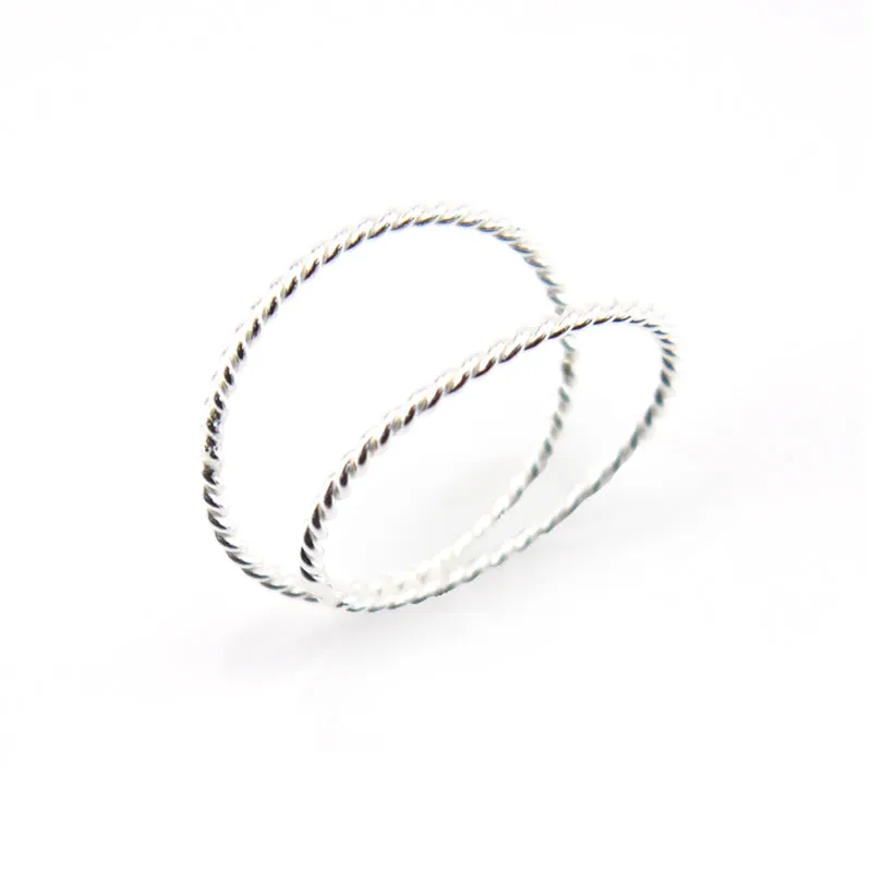 Basic wrist Pattern Set of 2 Sterling Silver Ring