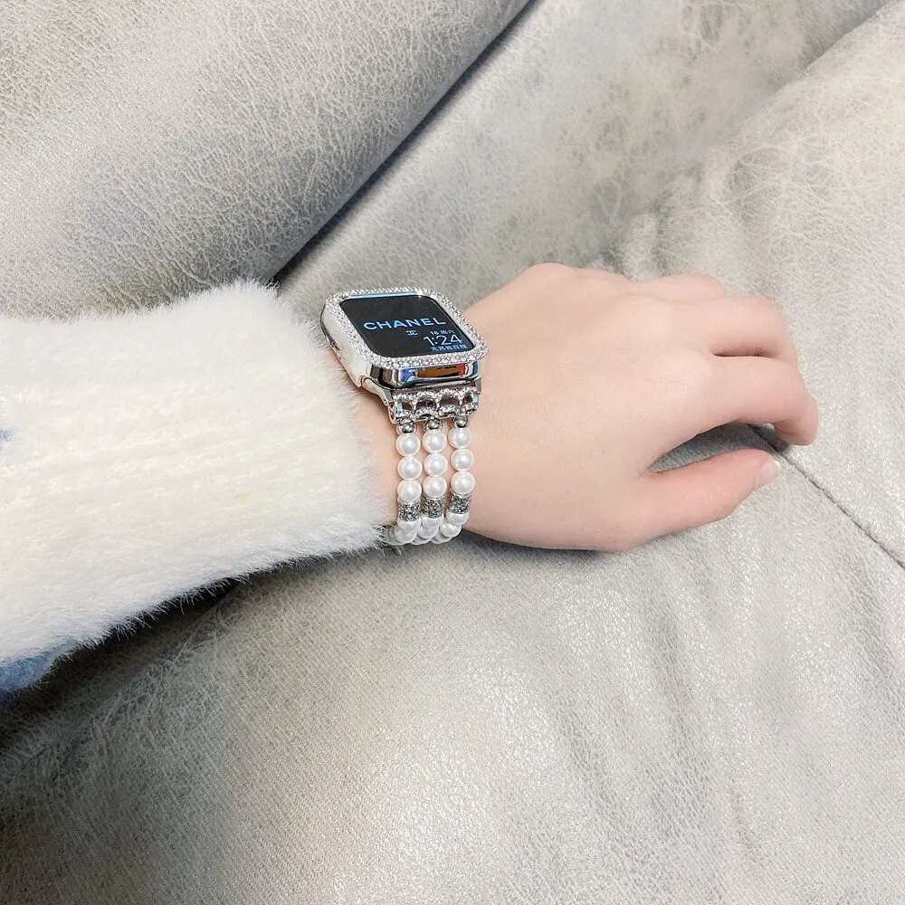 Bling Pearl Strap Apple Watch Band Series 1 2 3 4 5 6 7 8 9 Ultra Generation 38mm 40mm 41mm 42mm 44mm 45mm 49mm Chain Apple Watch Strap