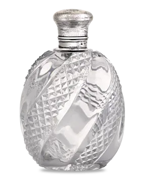 Cut Glass and Silver Perfume Bottle