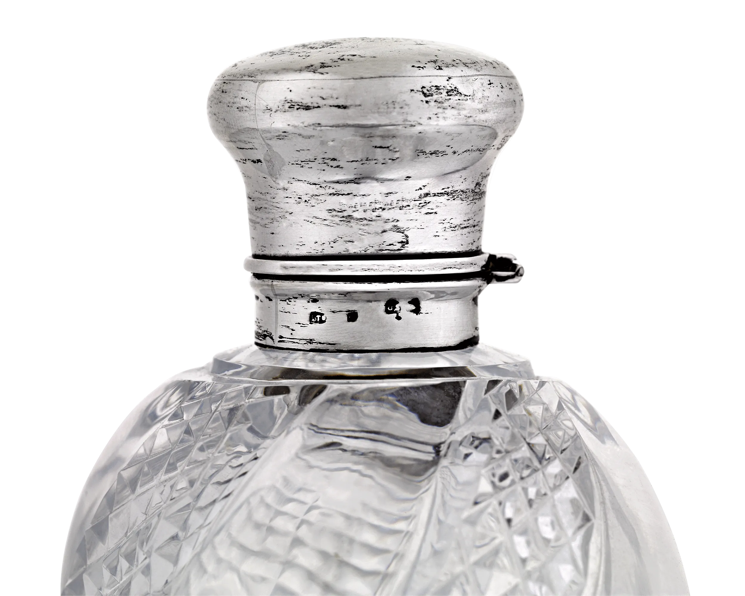 Cut Glass and Silver Perfume Bottle