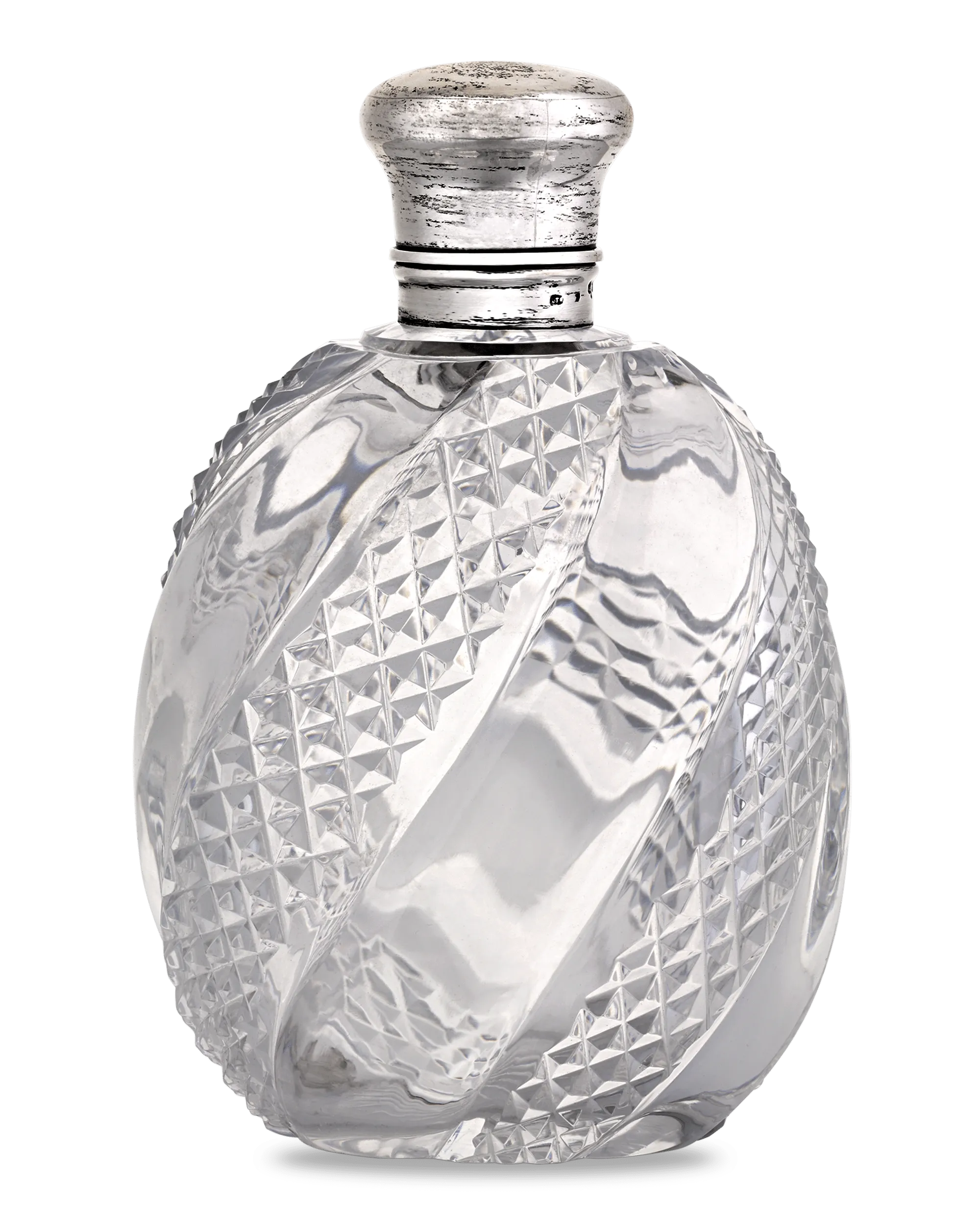 Cut Glass and Silver Perfume Bottle