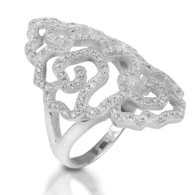 Desert Rose Rhodium Ring