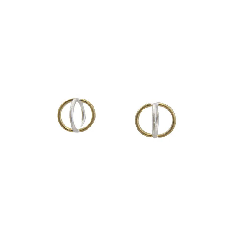 Duo Circle Gold Sterling Sliver Studs