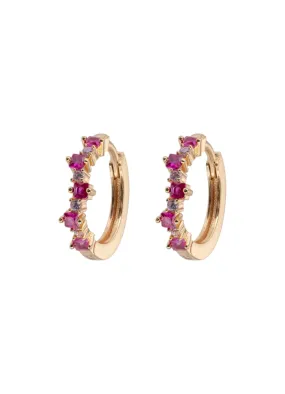 Emilia by Bon Dep - Mixed Medium Hoops - Cerise