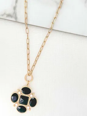 Envy Deco Clover Necklace - Gold & Black