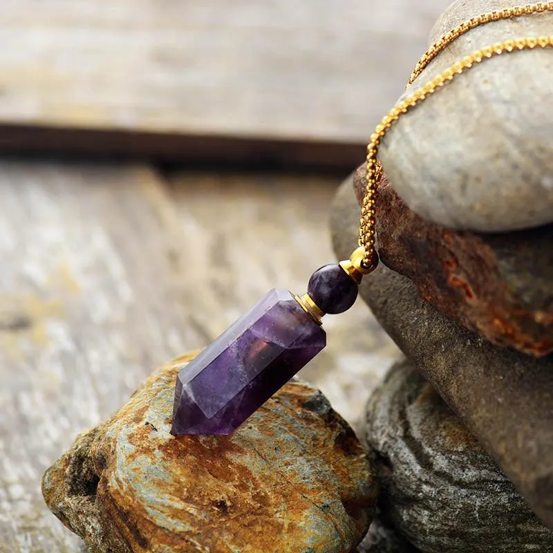 'Gamarra' Amethyst Essential Oil Diffuser Bottle Pendant Necklace