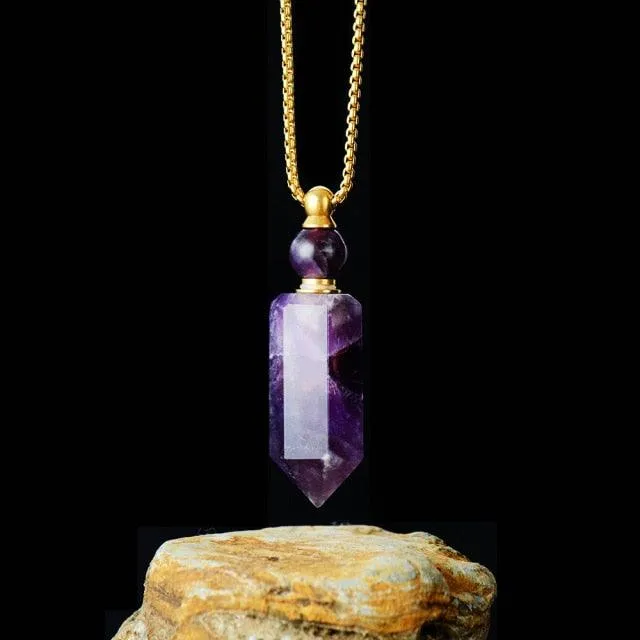 'Gamarra' Amethyst Essential Oil Diffuser Bottle Pendant Necklace