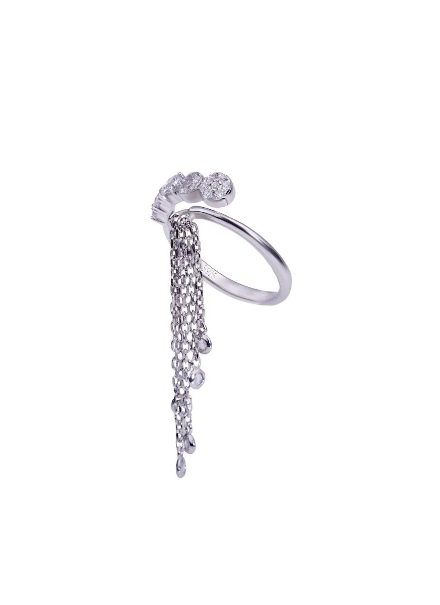 SHA0302 925 Crystal Tassel Ring