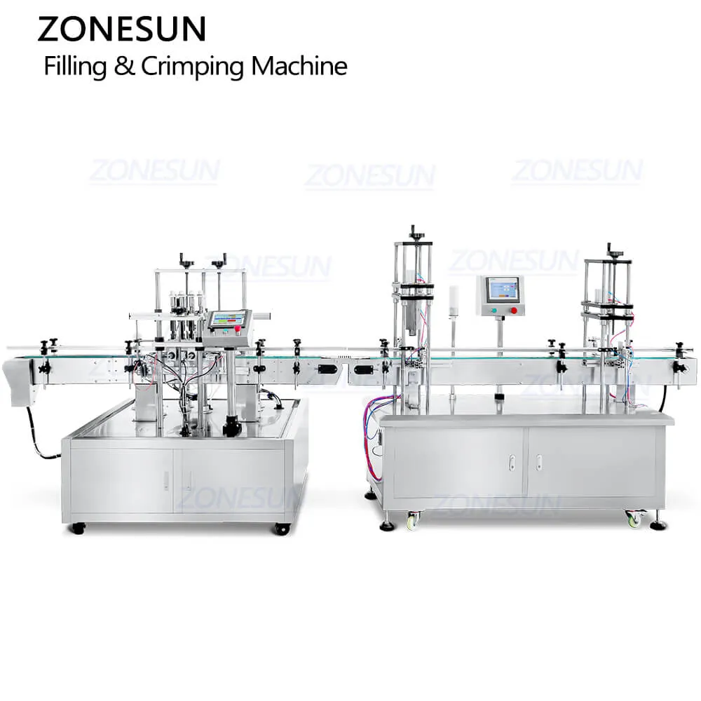 ZONESUN ZS-FAL180X Full Automatic Vacuum Liquid Perfume Aluminium Spayer Pump Bottle Filling Capping Machine Line